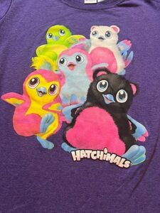 Hatchimals TShirt Girls Large Purple Short Sleeve Graphic Crewneck Glitter